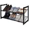 Organize It All 30" Black 2 Tier Adjustable Mesh Shoe Rack